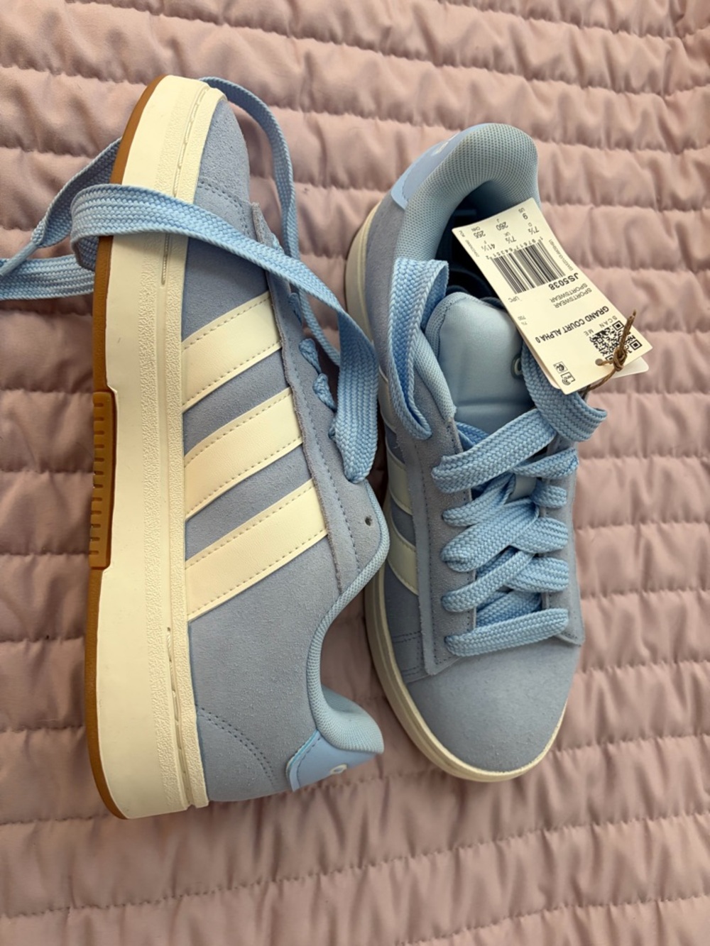 adidas Light Blue and White Women's Grand Court Alpha 00’s Athletic Shoes